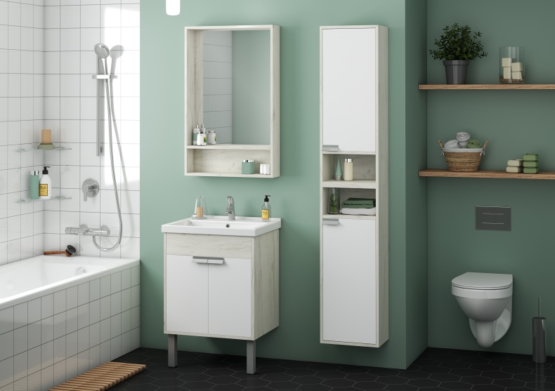 Тумба с раковиной Aquaton Флай 60 белый-светлое дерево 1A2373K0FAX10 - 4