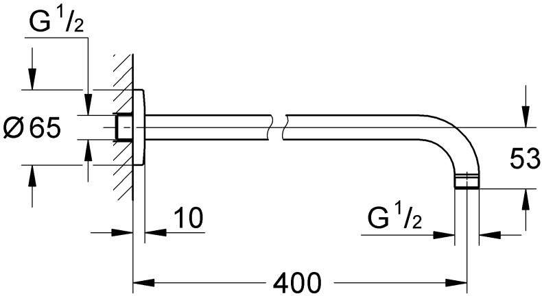 Кронштейн для верхнего душа Grohe New Tempesta 27851000 400мм - 1