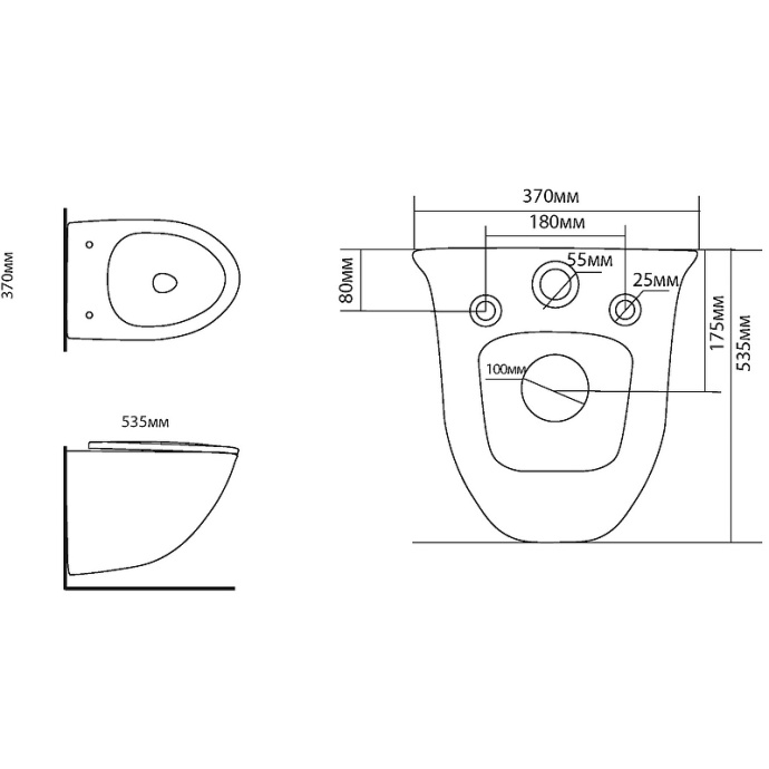 Подвесной унитаз Black&White 751W00 - 3