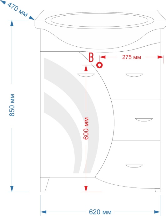 Мебель для ванной Misty Каролина 60 3 ящика L зеленое стекло - 10