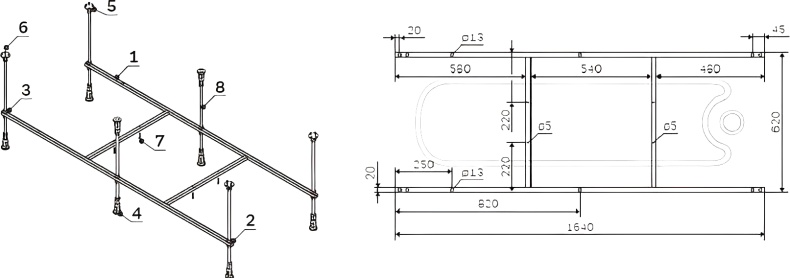Акриловая ванна STWORKI Карлстад 170x75, с каркасом и сливом-переливом 563281 - 7