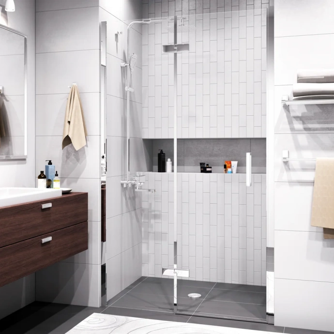 Душевая дверь в нишу Wasserkraft Aller 120х200 L профиль хром стекло прозрачное 10H05-SPL - 1