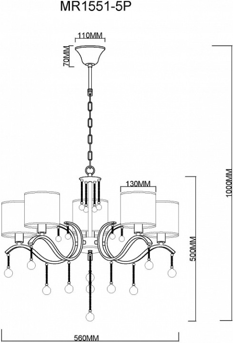 Подвесная люстра MyFar Dante MR1551-5P - 2