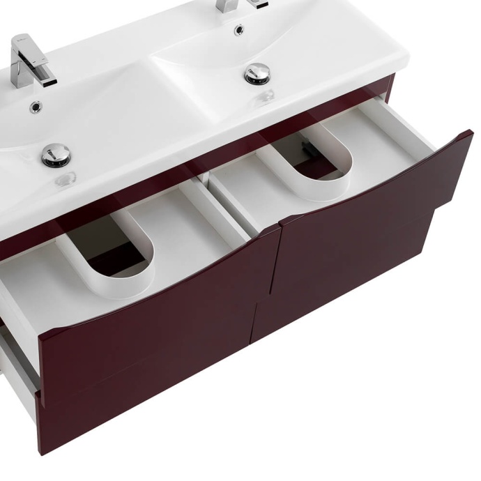 Тумба с раковиной BelBagno Marino-Cer 120 с двумя чашами бордовый - 3