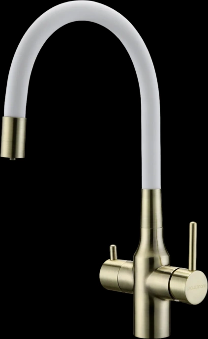 Смеситель для кухни Paulmark Salix с гибким изливом бронза - белый матовый Sa213419-BRw - 0