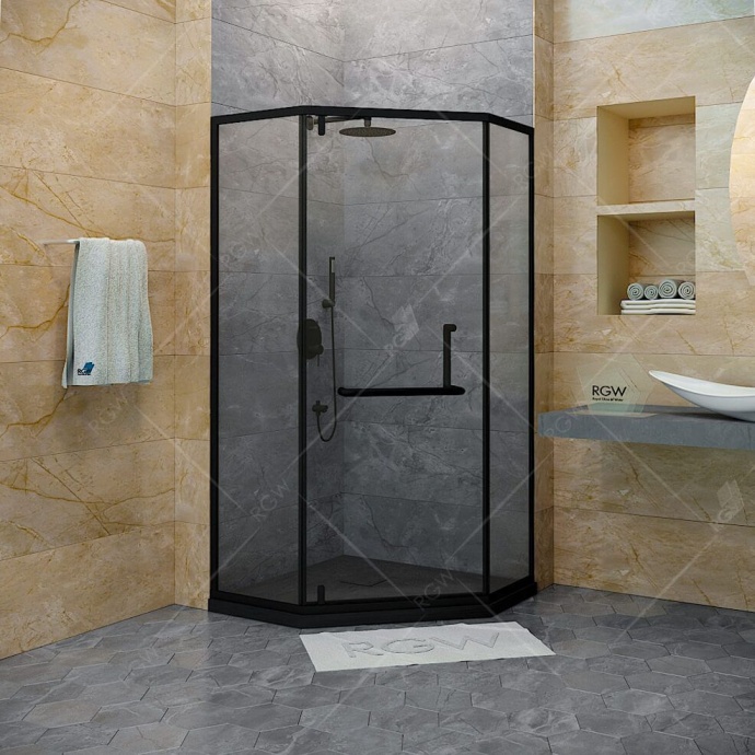 Душевой уголок RGW Hotel HO-084-B 100x100 профиль черный стекло матовое 350608400-24 - 0