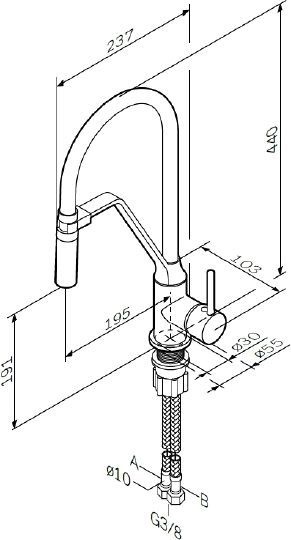 Смеситель Am.Pm Like F8013000 для кухонной мойки - 7