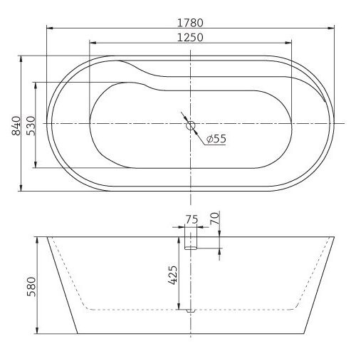 Акриловая ванна Belbagno 178х84 белый  BB14-GREYMARBLE - 1