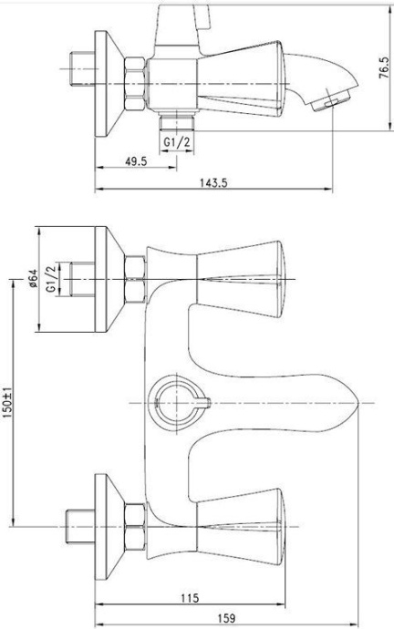 Смеситель для ванны с керамическим дивертором Bounce, IDDIS, BOUSB02i02WA - 1