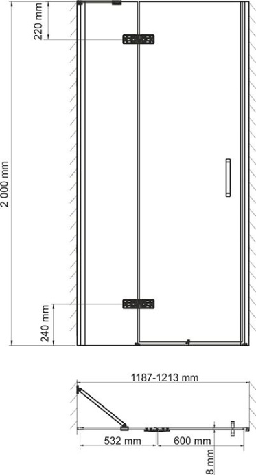 Душевая дверь в нишу Wasserkraft Aller Black 10H05LB 120 см 10H05LBLACK - 4