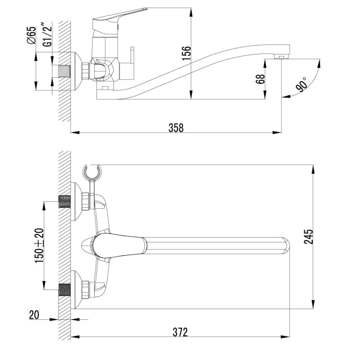 Смеситель для ванны Lemark Partner хром  LM6553C - 1