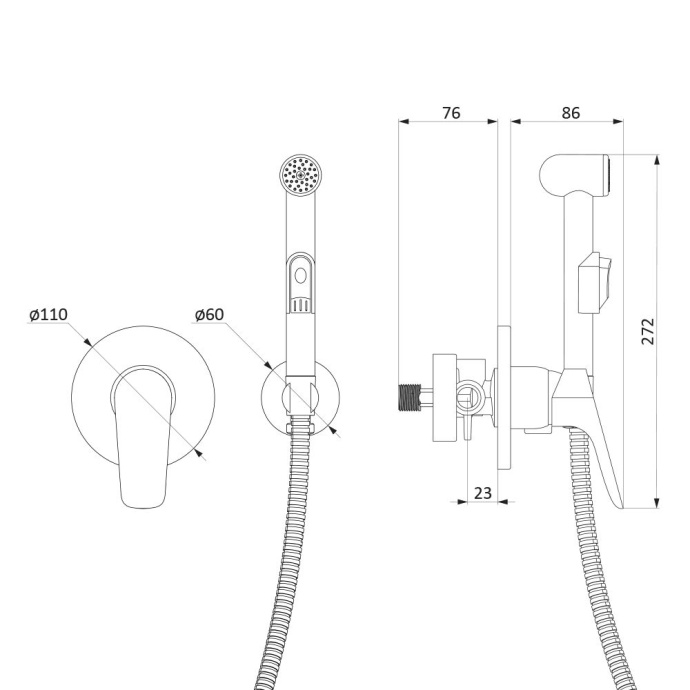 Гигиенический душ Damixa RedBlu Origin Bit 777510000 - 5