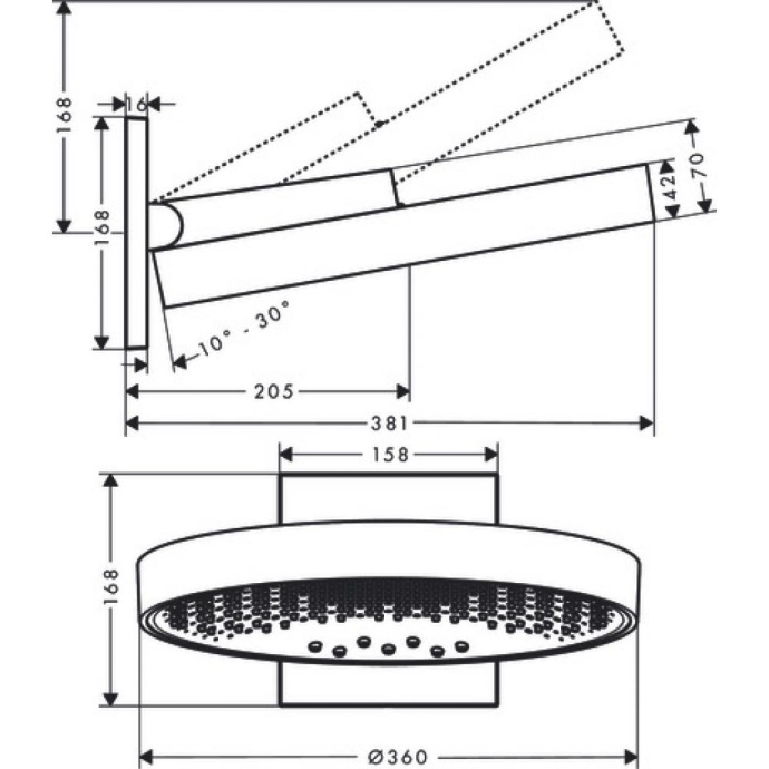 Верхний душ Hansgrohe Rainfinity 360 3jet, шлифованная бронза 26234140 - 1