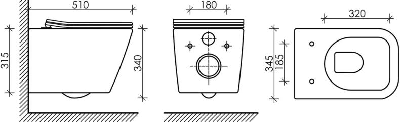 Унитаз подвесной Ceramica Nova Metric с сиденьем микролифт черный-матовый CN3007MB - 3