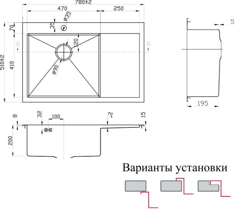 Мойка кухонная Zorg Inox Pvd SZR-7851-L Bronze - 1