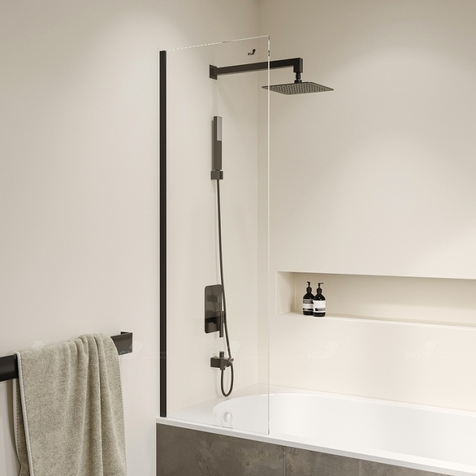 Шторка на ванну RGW Screens SC-056-8B 50х150 профиль черный стекло прозрачное 35110562850-14 - 1