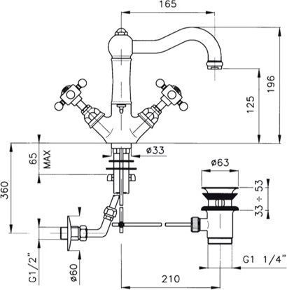 Смеситель для раковины Nicolazzi Dames Angl золото  1432GB78A - 2