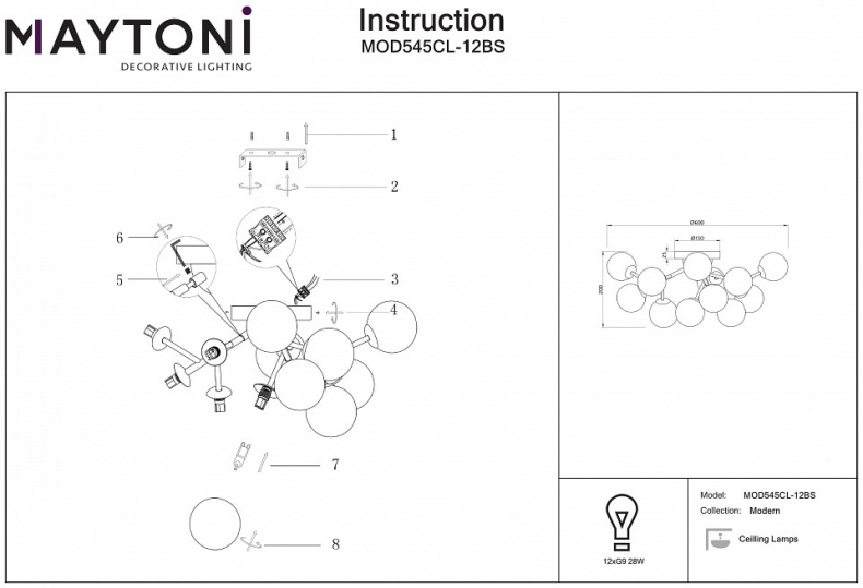 Потолочная люстра Maytoni Dallas MOD545CL-12BS - 1