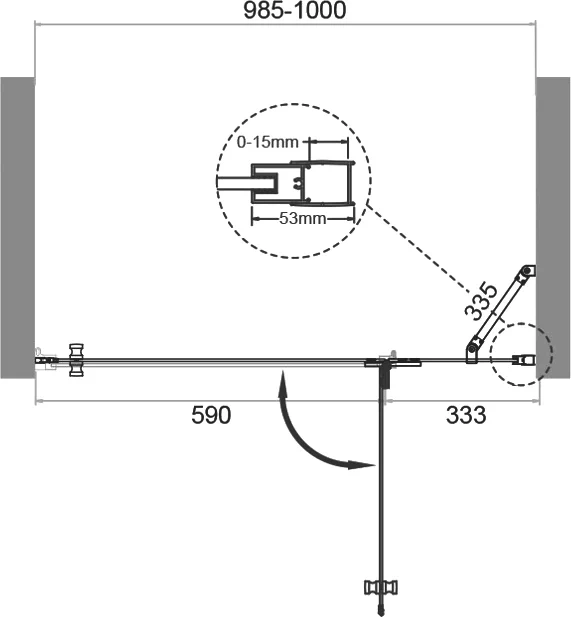 Душевая дверь BelBagno Kraft 100 профиль хром  KRAFT-60/40-C-Cr-R - 8