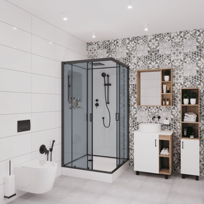 Душевая кабина Niagara Premium 100х100х210 черная NG-6902-01Q BLACK 69020134QBLACK - 1