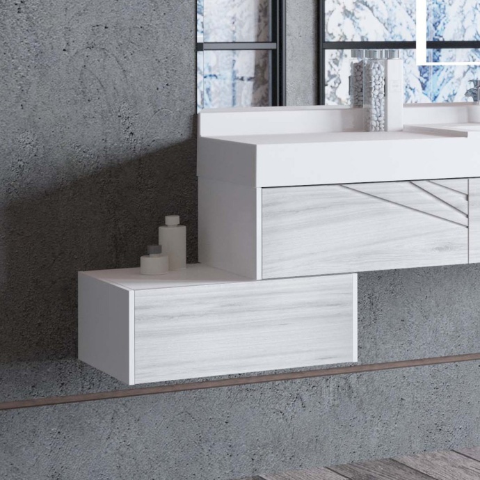 Тумба подвесная Aquaton Сакура 80 белый-светлое дерево 1A236603SKW80 - 2