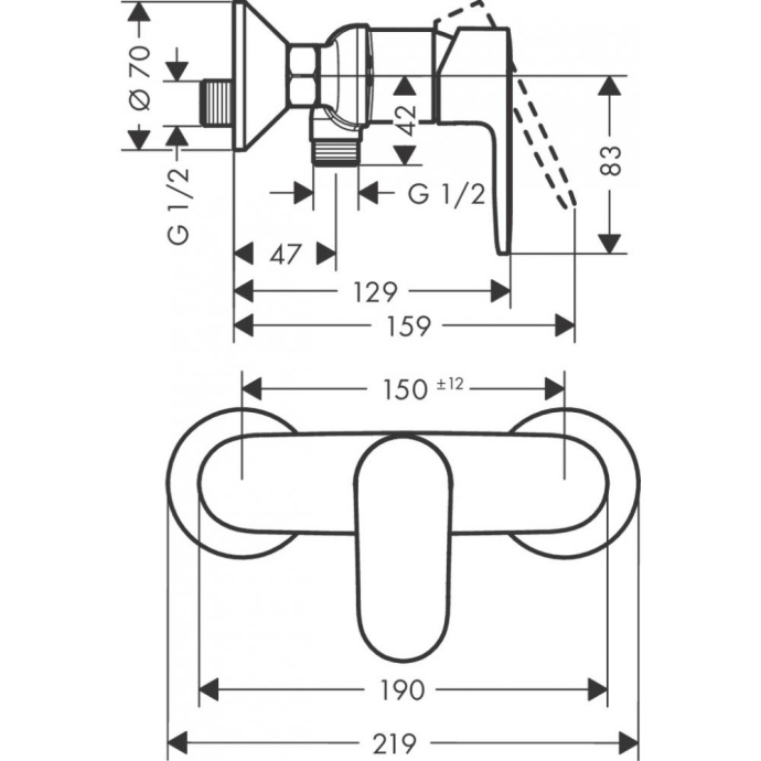 Смеситель Hansgrohe Vernis Blend 71646000 для душа, хром - 1