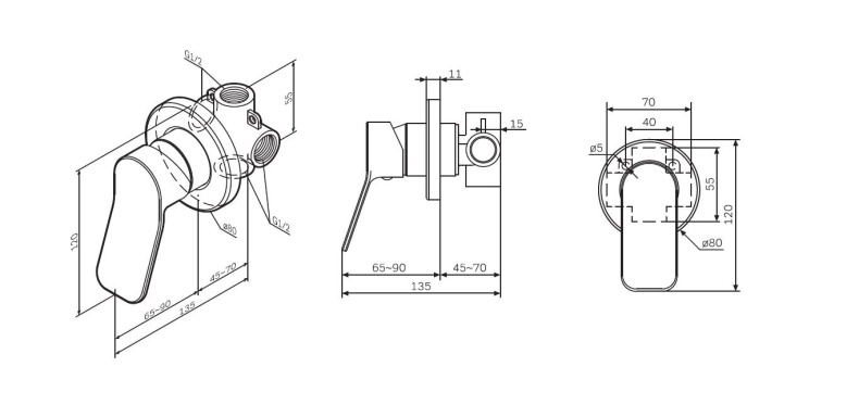 Смеситель AM.PM X-Joy F85A65000 С ВНУТРЕННЕЙ ЧАСТЬЮ, для душа - 8