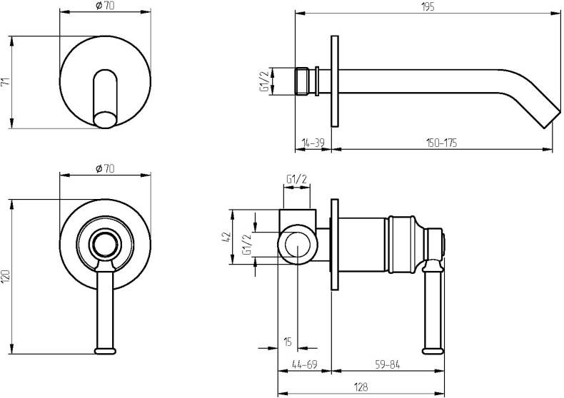 Смеситель для раковины Migliore Ermitage Mini 30849 С ВНУТРЕННЕЙ ЧАСТЬЮ  черный матовый - 2