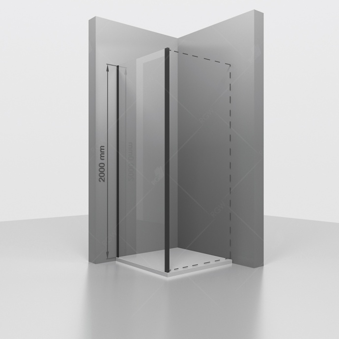 Боковая панель  80*200 RGW Z-050-3-B Чёрный/Прозрачное/6 мм 352205308-14 - 0