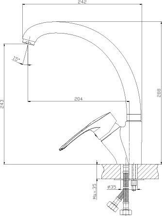 Смеситель для кухонной мойки Rossinka  хром  T40-23 - 1