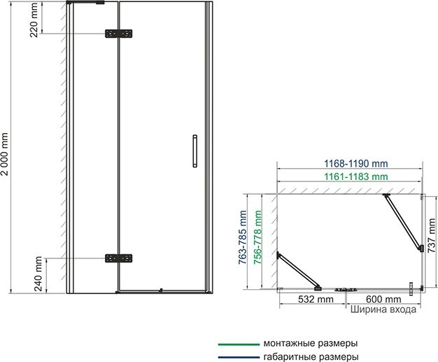 Душевой уголок Wasserkraft Aller 10H06LB black matt, 120x80 см 10H06LBLACK MATT - 5
