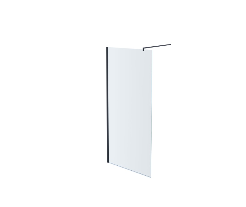 AQ WIW 12020BL Душевая перегородка Walk in с держателем 1200x2000 профиль черный, стекло прозрачное - 0