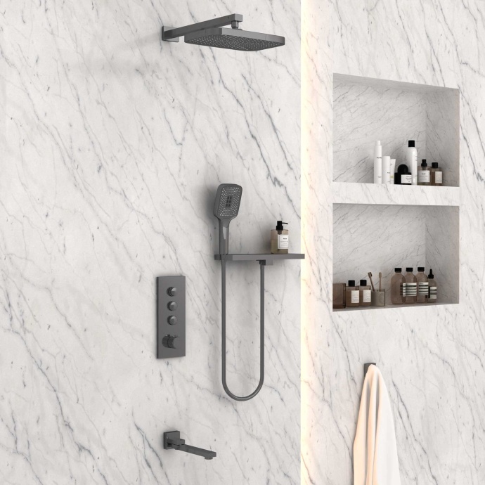 Душевой комплект Vincea с термостатом сталь VSFW-431T1RGM - 2