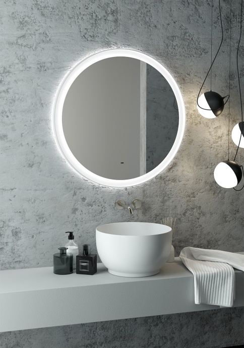 Зеркало круглое STWORKI Гриндстед 80 белое, с подсветкой ЗЛП2157 - 1