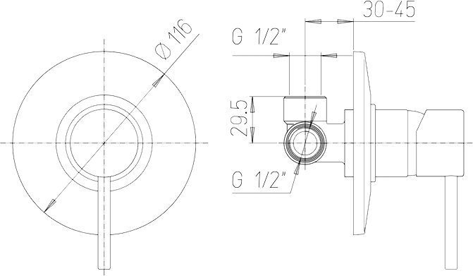 Смеситель для душа Paini Cox 78CR690 С ВНУТРЕННЕЙ ЧАСТЬЮ - 1