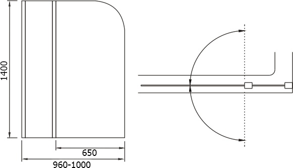 Шторка на ванну Weltwasser WW100 100T2-100х140 хром  10000001223 - 1