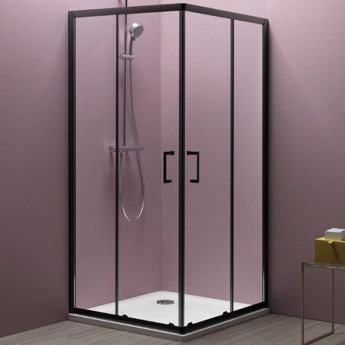 Душевой уголок Kolpa San Eco Quat 80х80 черный стекло прозрачное 515230 - 0