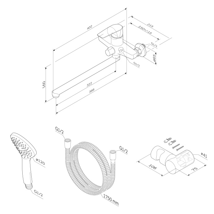 Смеситель AM.PM Gem F90A95000 универсальный - 7
