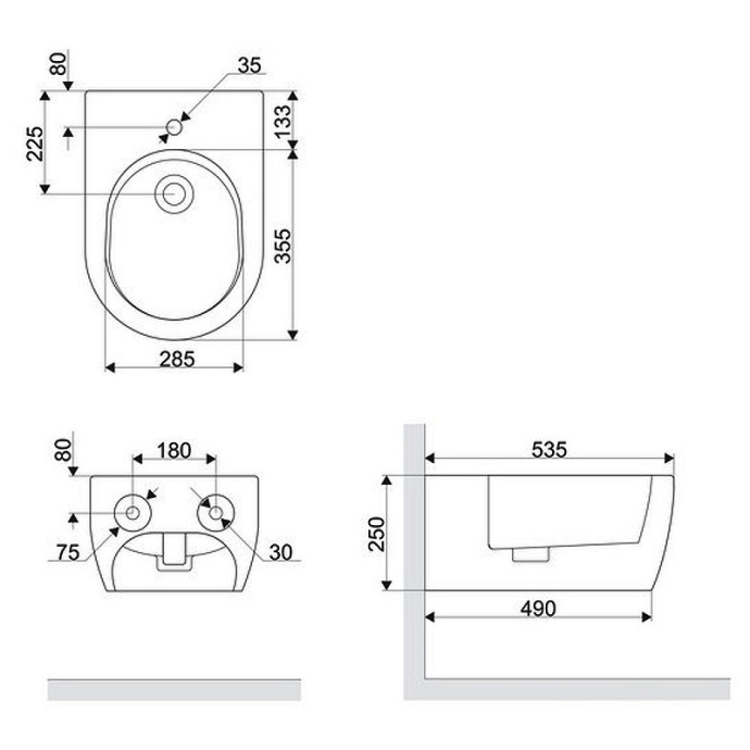 Подвесное биде Excellent Doto белое глянцевое CEEX.1506.537.WH - 2