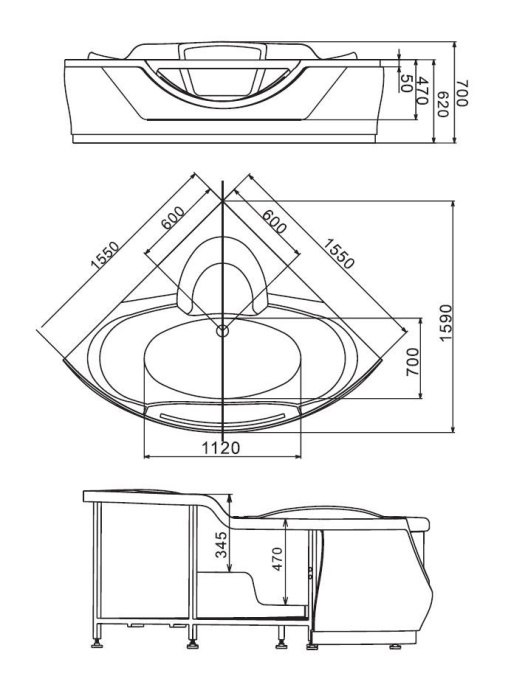 Акриловая ванна Gemy G9025 II O - 3