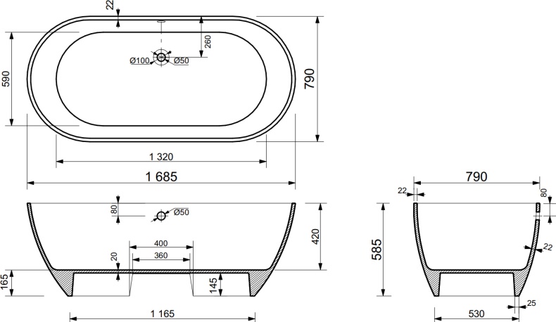 Ванна из искусственного камня STWORKI Берген 170х80 ФР-00014094 - 5