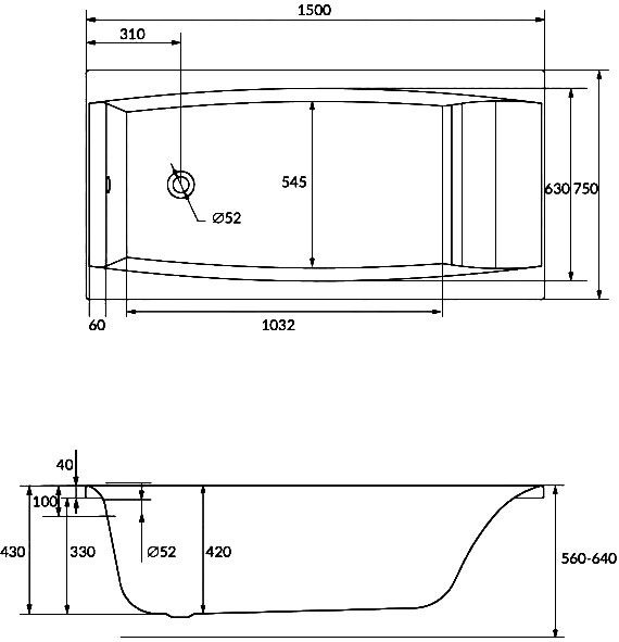 Акриловая ванна Cersanit Virgo 150x75 63352 - 6