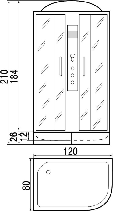 Душевая кабина с поддоном River Dunay 120/80/24 MT L  10000001128 - 2