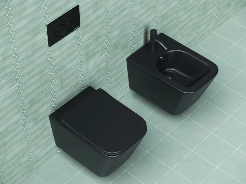 Унитаз подвесной Ceramica Nova Metric с сиденьем микролифт черный-матовый CN3007MB - 1