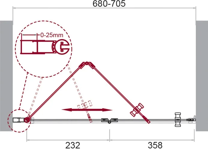 Душевая дверь BelBagno Albano 70х195 профиль хром стекло прозрачное ALBANO-BS-12-70-C-Cr - 7