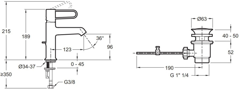 Смеситель для раковины Jacob Delafon Odeon Rive Gauche хром - черный E21028-BL-CP - 3