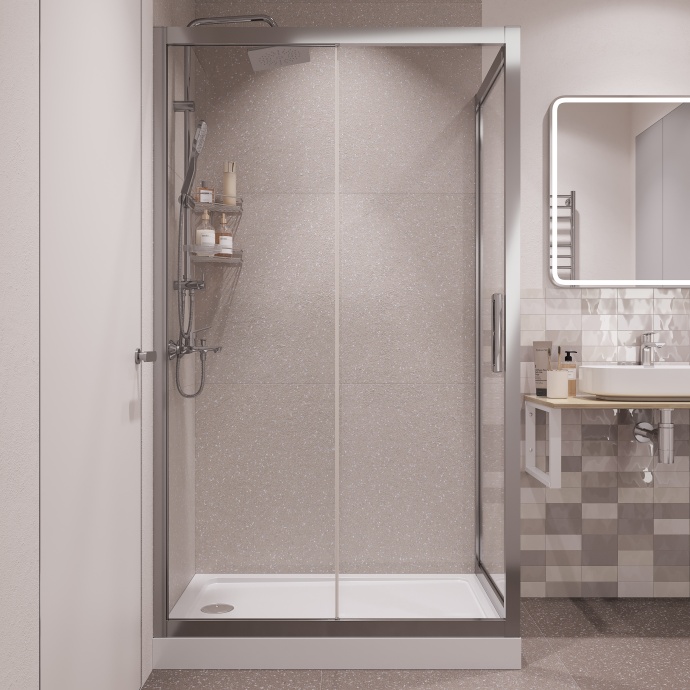 Душевой уголок STWORKI Эстерсунд 120x80 см профиль хром матовый, прозрачное стекло, прямоугольный 3GW012TTKK000 - 0