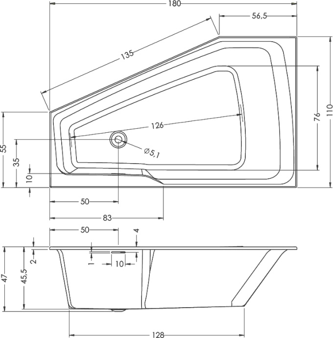 Акриловая ванна Riho Rething Space 180х110 R B115001005 - 1