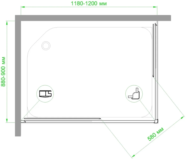 Душевой уголок Royal Bath HPD 120х90 профиль черный стекло прозрачное RB9120HPD-T-BL - 4