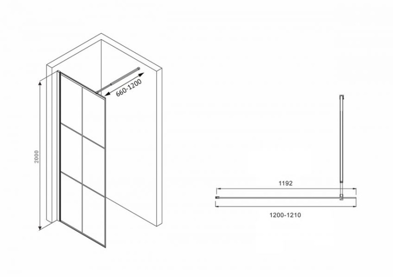 Душевая перегородка ABBER Immer Offen 120 профиль черный  AG62120B8 - 3